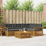 vidaXL Hoek loungeset 5-delig Acaciahout Natuurlijk en Antraciet Inclusief Tafel
