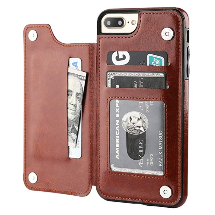 Stuff Certified Retro iPhone SE 2020 Leren Flip Case Portefeuille - Wallet Cover Cas Hoesje Bruin