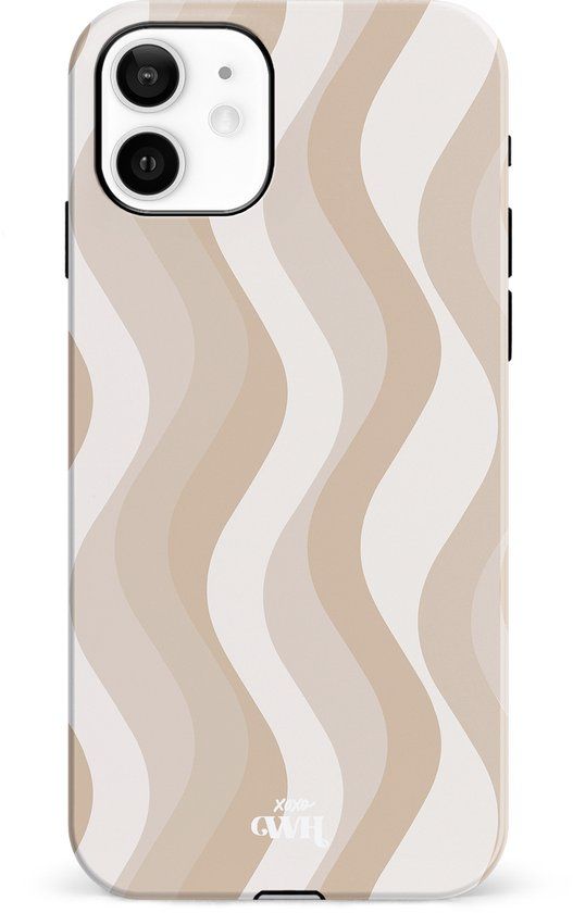 xoxo Wildhearts iPhone 11 Case - Minimal Nude Double Layer Silicone Cover with Wave Print