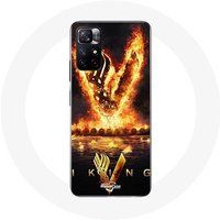 Maniacase Hoesje voor Xiaomi Redmi Note 11s 5G Vikings Series Seizoen 6 logo V Zwaard van Vuur Zwarte Achtergrond
