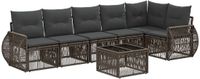 vidaXL Tuinbank - Set - 7-delig - Grijs en Donkergrijs - Polyrattan