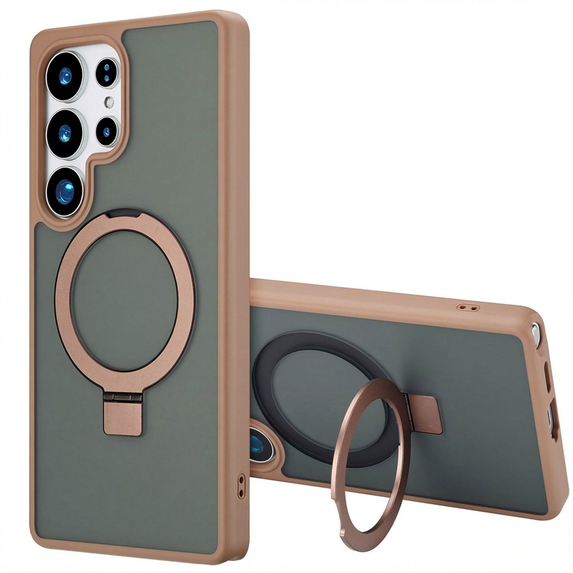 Accezz Ring Stand Backcover met MagSafe Samsung Galaxy S25 Ultra - Bruin