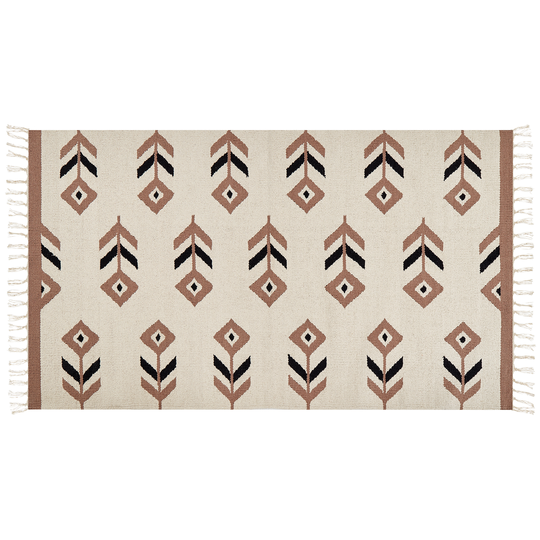 BELIANI Beliani NIAVAN - Vloerkleed - Beige/zwart - 80 x 150 cm - Katoen