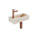 QeramiQ Fuente lavabo – 37.5x18.5x9 cm – céramique beige – robinet gauche – robinet cuivre brossé