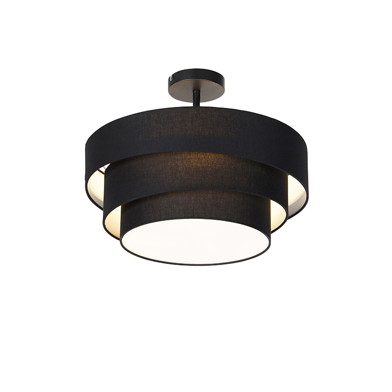 QAZQA Moderne plafondlamp zwart 45 cm 3-lichts - Drum Trio