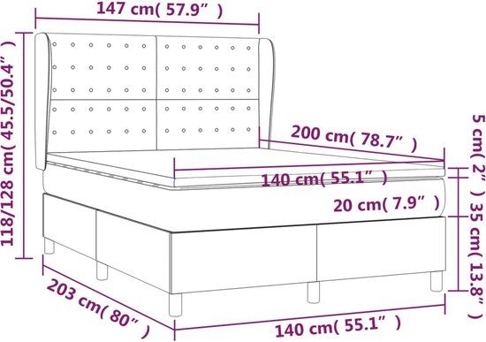vidaXL Boxspring met matras stof blauw 140x200 cm