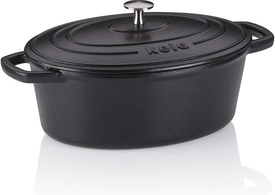 Kela Calido Braadpan, 4.0 L, Gietijzer, Zwart, Ovaal