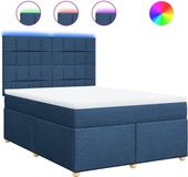 vidaXL Boxspring met matras stof blauw 140x190 cm