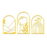 Elegant gouden decoratief metalen wandaccessoire (3 stuks)