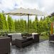 Parasol de jardin double 455 x 265 x 238 cm, grand parasol à manivelle, résistant à l'eau, protection solaire, couleur crème