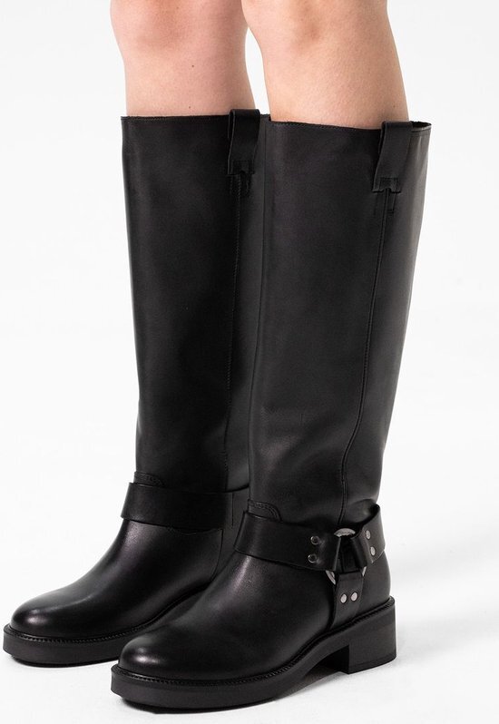 Sacha - Dames - Zwarte hoge biker boots - Maat 37