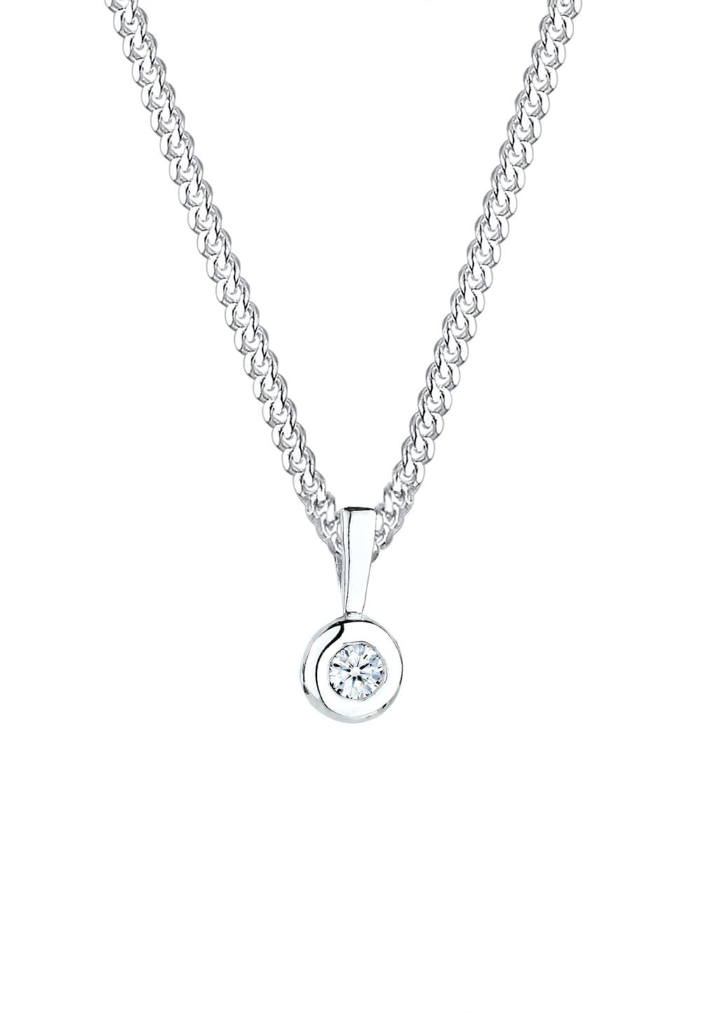 Elli DIAMONDS Halsketting Dames Cirkel Ronde Diamant (0.03 ct.) in 925 Sterling Zilver Rose Goud Plated