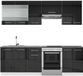 Vicco Fame-Line Ensemble de cuisine complet – 240 cm, WB anthracite anthracite brillant/blanc