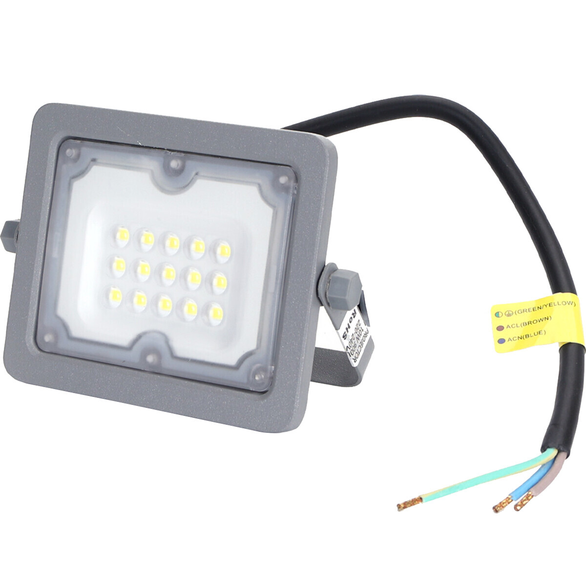 BES LED LED Bouwlamp - Aigi Zuino - 10 Watt - Helder/Koud Wit 6500K - Waterdicht IP65 - Kantelbaar - Mat Grijs - Aluminium