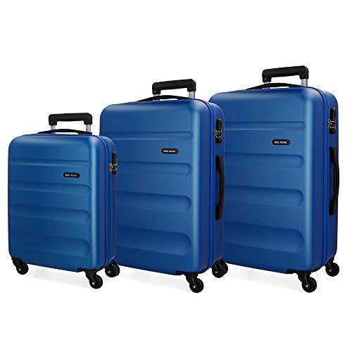 Roll Road Flex Handbagage Set - Blauw - 75 cm - Set van 3 Koffers