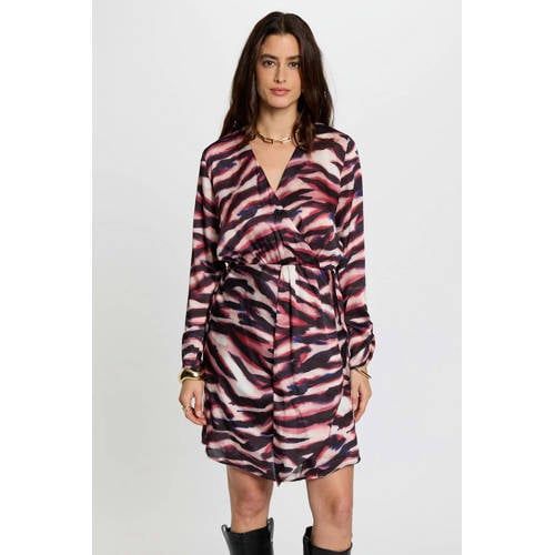 Morgan korte jurk met zebraprint zwart