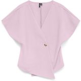 Vero Moda VMSMILLA Top Col en V Manches Courtes Uni Rose Polyester Viscose Élasthanne Coupe Droite Femme M