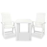 vidaXL 3-delige Bistroset Kunststof Wit