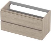 INK - Onderkast 2 Laden Greeploos met Houten Keerlijst - 100 cm - Ivoor Eiken