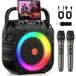 Karaokeset kinderen - Met 2 draadloze microfoons - Bluetooth en audioconnectoren - Draagbaar
