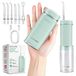 BarberBoss Travel Water Flosser, Pocket Flosser met 3 drukstanden, 6 tips (3 standaard, orthodontisch, parodontaal, tongreiniger), draagbare draadloze monddouche, QR-7115 (groen)