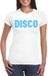 Bellatio Decorations Verkleed T-shirt dames - disco - wit - blauw glitter - jaren 70/80 - carnaval L