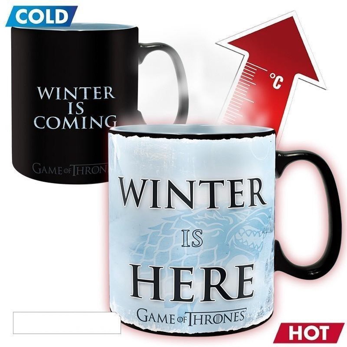 Game of Thrones Z886895 Game of Thrones thermisch effect mok XL Winter Is Here, meerkleurig, 460 ml