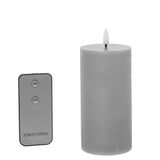 Set van 4 waskaarsen met led en afstandsbediening, grijs, 7,5 x 7,5 x 15 cm