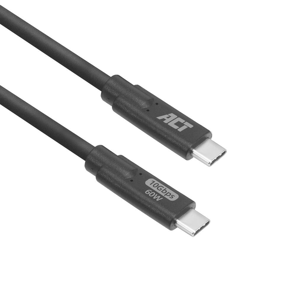 ACT USB 3.2 Gen 2 (3.1 Gen 2) USB Type-C kabel, 3 meter, 60W, 10Gbps, Zwart
