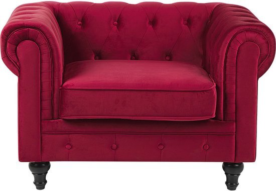 Beliani chesterfield - fauteuil-rood-fluweel