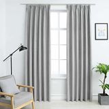 VidaXL Gordijnen verduisterend met haken 2 st 140x225 cm grijs