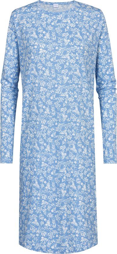 Mey Nachthemd Serie Flower Meadow Lange Mouw Gebloemd Katoen Blauw Zijde Dames Maat M
