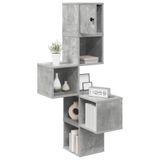 vidaXL Wandhoekplank Betongrijs 48 x 48 x 120 cm Bewerkt hout