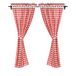 Joyswahl Ensemble de rideaux à carreaux rouges style campagne, comprenant 2 panneaux + 2 embrasses, L×H 45×140cm