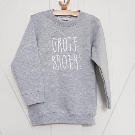 Grijze trui voor baby's - Grote Broer - Maat 92 - Katoen