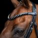Imperial Riding IRH Maxima Hoofdband van leer met glazen strass-steentjes en stiftsluiting, zwart, pony