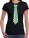 Bellatio Decorations stropdas Kerst T-shirt mistletoe patroon - shirt - dames - zwart S