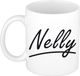Bellatio Decorations Nelly Naam koffiemok - beker - met sierlijke letters - wit