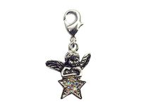 INNSPIRO NICE CHARMS metalen hanger engel met ster met karabijnhaak 16 x 20 mm
