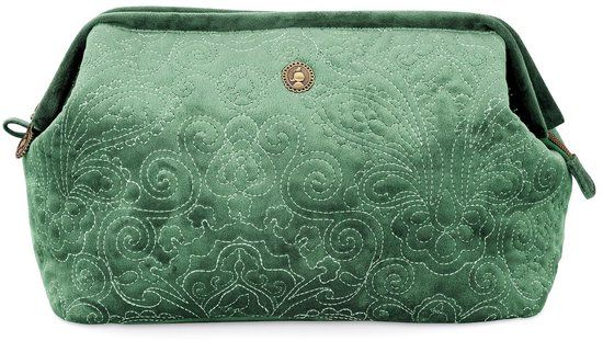 Pip Studio Cooper Quiltey Days Make-up Tas Groen Fluweel/Polyester 30x13,8x20,7cm