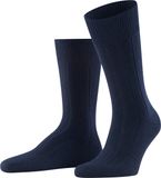 FALKE Lhasa Rib eenkleurig wol kasjmier sokken heren blauw - maat 43-46