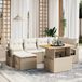 Maison Exclusive - Ensemble de meubles de jardin 7 pièces avec canapé et coussins, beige, en polyrotin