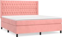 vidaXL Boxspring met matras fluweel roze 180x200 cm