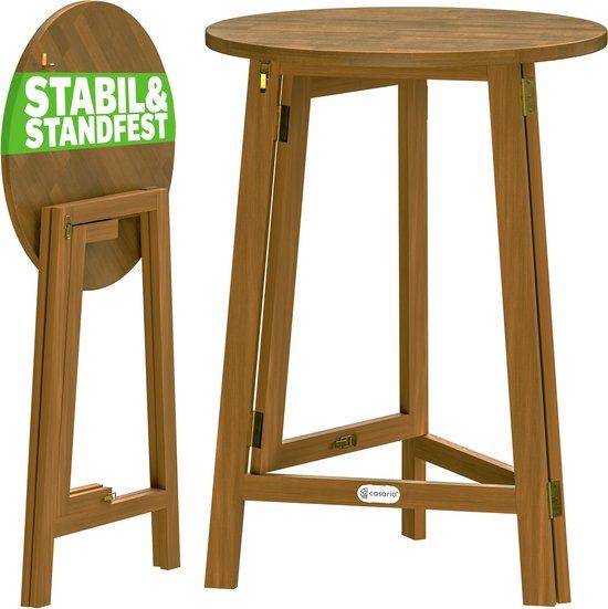 Casaria Statafel - Acaciahout Inklapbaar 110cm Hoog - Rond Ø80 cm