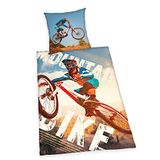 Herding YOUNG COLLECTION beddengoedset, mountainbike omkeerbaar motief, dekbedovertrek 135 x 200 cm, kussensloop 80 x 80 cm, katoen/renforcé
