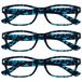 UV Reader Blauwe Schildpad Leesbril Waarde 3 Stuks Mannen Vrouwen Scharnieren Met Veer UVR3PK010BL +1,00