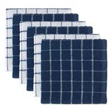 DII 100% katoen, machinewasbaar, ultra absorberend, basic dagelijks 12 x 12 badstof keukendoeken, vensterruitontwerp, set van 6 - nautisch blauw