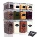 12 boîtes de rangement avec couvercles hermétiques, boîtes de cuisine avec étiquettes et marqueur, sans BPA, récipients de stockage pour la farine, le sucre, les céréales
