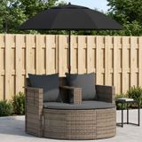Prolenta Maison Exclusive - Tuinbed met parasol, grijs, van polyrotan