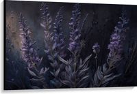 Merkloos / Sans marque Take your time Canvas - Getekende Paarse Lavendel Bloemen met Donkere Achtergrond - 120x80 cm Foto op Canvas Schilderij (Wanddecoratie op Canvas)